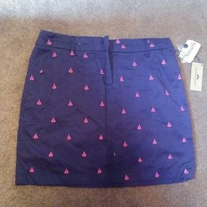 brand new British Khaki navy skirt pink sailboats
